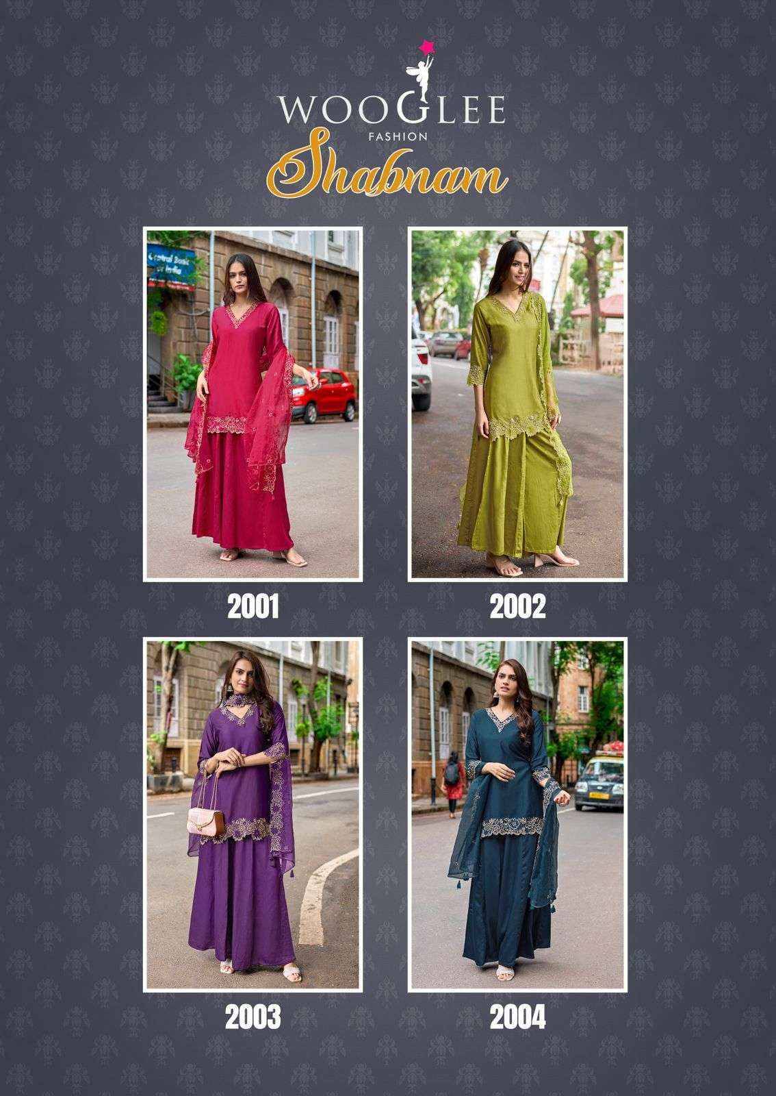 Shabnam By WOOGLEE 2001 To 2004 Series Beautiful Festive Suits Colorful Stylish Fancy Ethnic Wear Silk Embroidery Dresses At Wholesale Price
